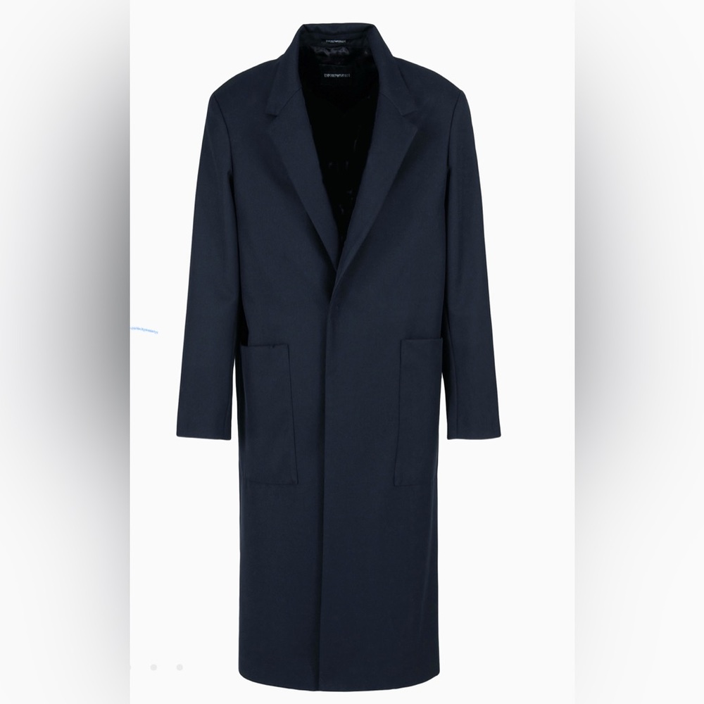 EMPORIO ARMANI SINGLE-BREASTED TRENCH COAT IN A HEAVYWEIGHT, VIRGIN WOOL-BLEND